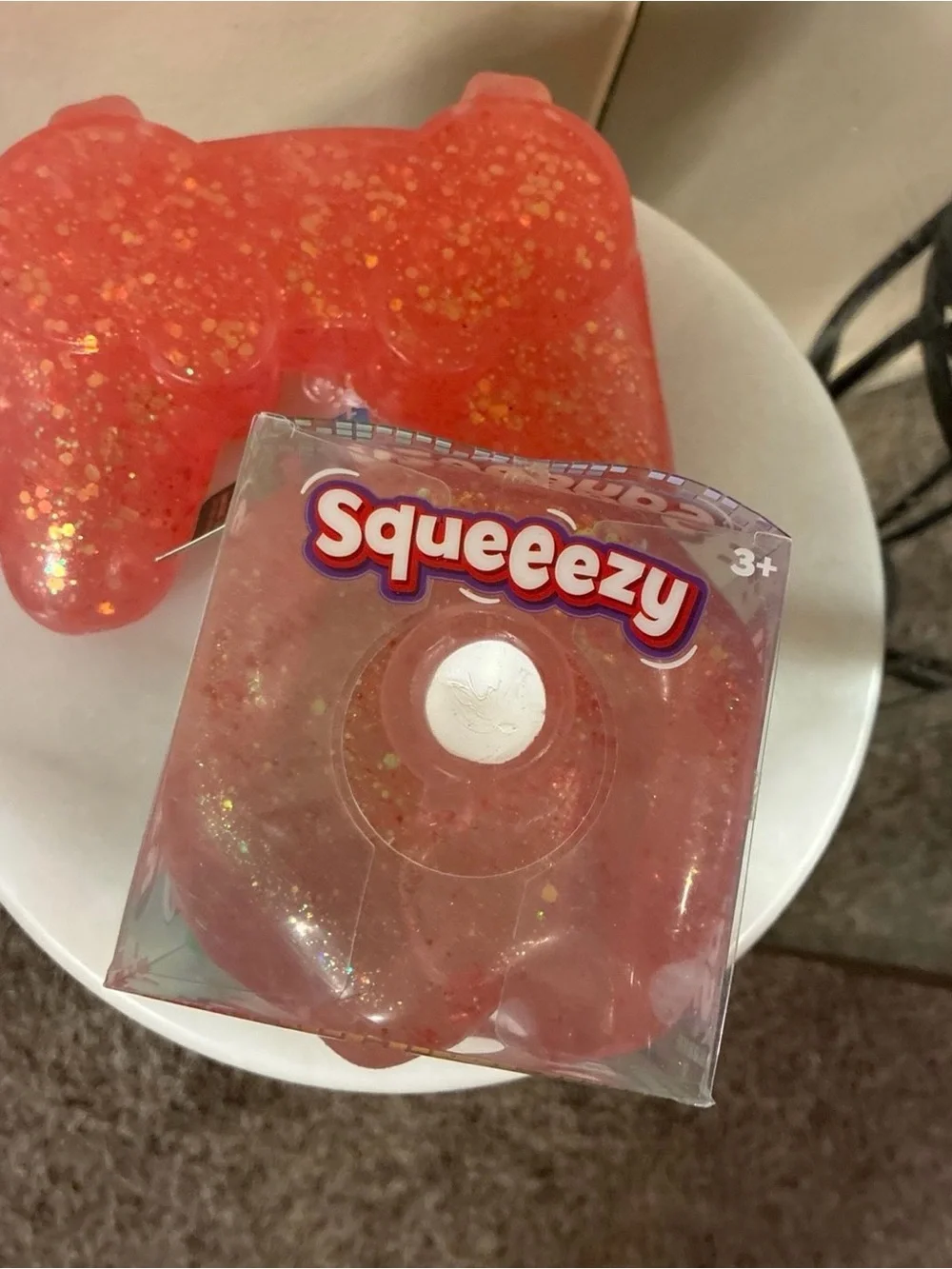 Squeeezy Glitter Red Game Controller & Dice Stress Toy